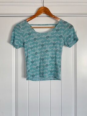 Aeropostale Teal Patterned Scoop Neck Crop Top